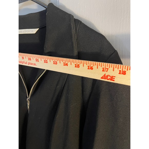 Marks & Spencer Black Zip Up Jacket Size 12 UK 14 Ponte Knit Blazer Professional - Picture 4 of 10